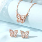 Graceful Rose Gold CZ Butterfly Pendant Set