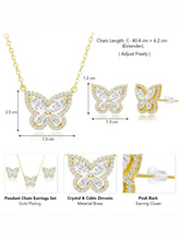 Graceful Gold-Plated CZ Butterfly Pendant Set