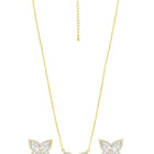 Graceful Gold-Plated CZ Butterfly Pendant Set