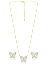Graceful Gold-Plated CZ Butterfly Pendant Set