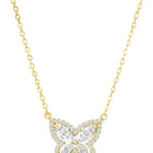 Graceful Gold-Plated CZ Butterfly Pendant Set