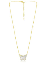 Graceful Gold-Plated CZ Butterfly Pendant Set