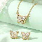 Graceful Gold-Plated CZ Butterfly Pendant Set