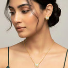 Graceful Gold-Plated CZ Butterfly Pendant Set