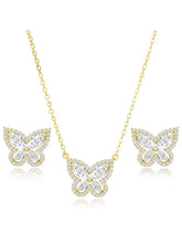 Graceful Gold-Plated CZ Butterfly Pendant Set