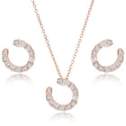 Chic Rose Gold Baguette Circle Pendant Set