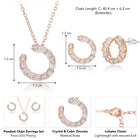 Chic Rose Gold Baguette Circle Pendant Set