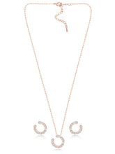 Chic Rose Gold Baguette Circle Pendant Set