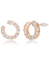 Chic Rose Gold Baguette Circle Pendant Set