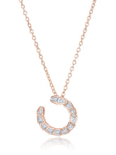 Chic Rose Gold Baguette Circle Pendant Set