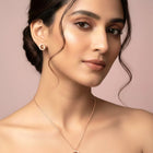 Chic Rose Gold Baguette Circle Pendant Set