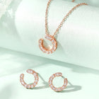 Chic Rose Gold Baguette Circle Pendant Set