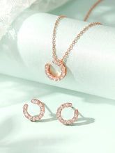 Chic Rose Gold Baguette Circle Pendant Set