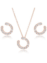 Chic Rose Gold Baguette Circle Pendant Set