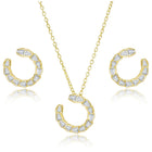 Chic Gold Baguette Circle Pendant Set