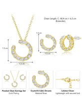 Chic Gold Baguette Circle Pendant Set
