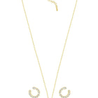 Chic Gold Baguette Circle Pendant Set