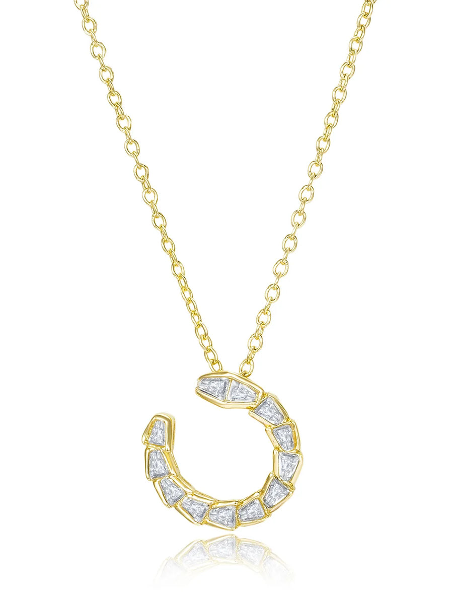 Chic Gold Baguette Circle Pendant Set