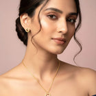 Chic Gold Baguette Circle Pendant Set