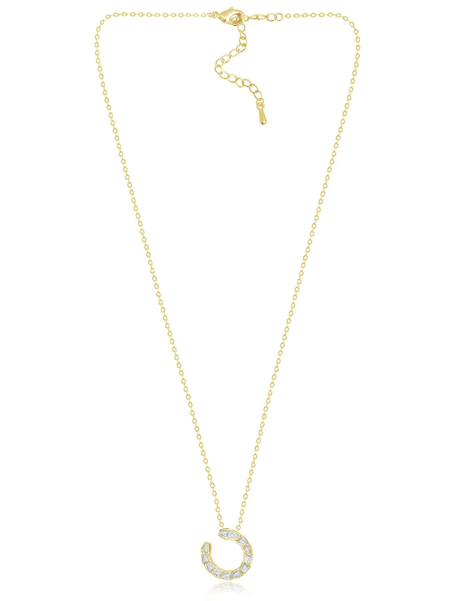 Chic Gold Baguette Circle Pendant Set