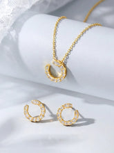 Chic Gold Baguette Circle Pendant Set