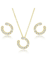 Chic Gold Baguette Circle Pendant Set
