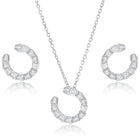Chic Silver Baguette Circle Pendant Set