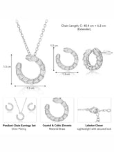 Chic Silver Baguette Circle Pendant Set