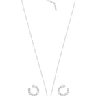 Chic Silver Baguette Circle Pendant Set