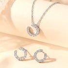 Chic Silver Baguette Circle Pendant Set