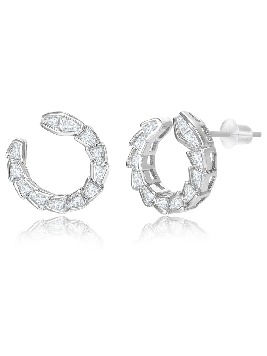 Chic Silver Baguette Circle Pendant Set