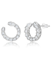 Chic Silver Baguette Circle Pendant Set