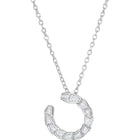 Chic Silver Baguette Circle Pendant Set
