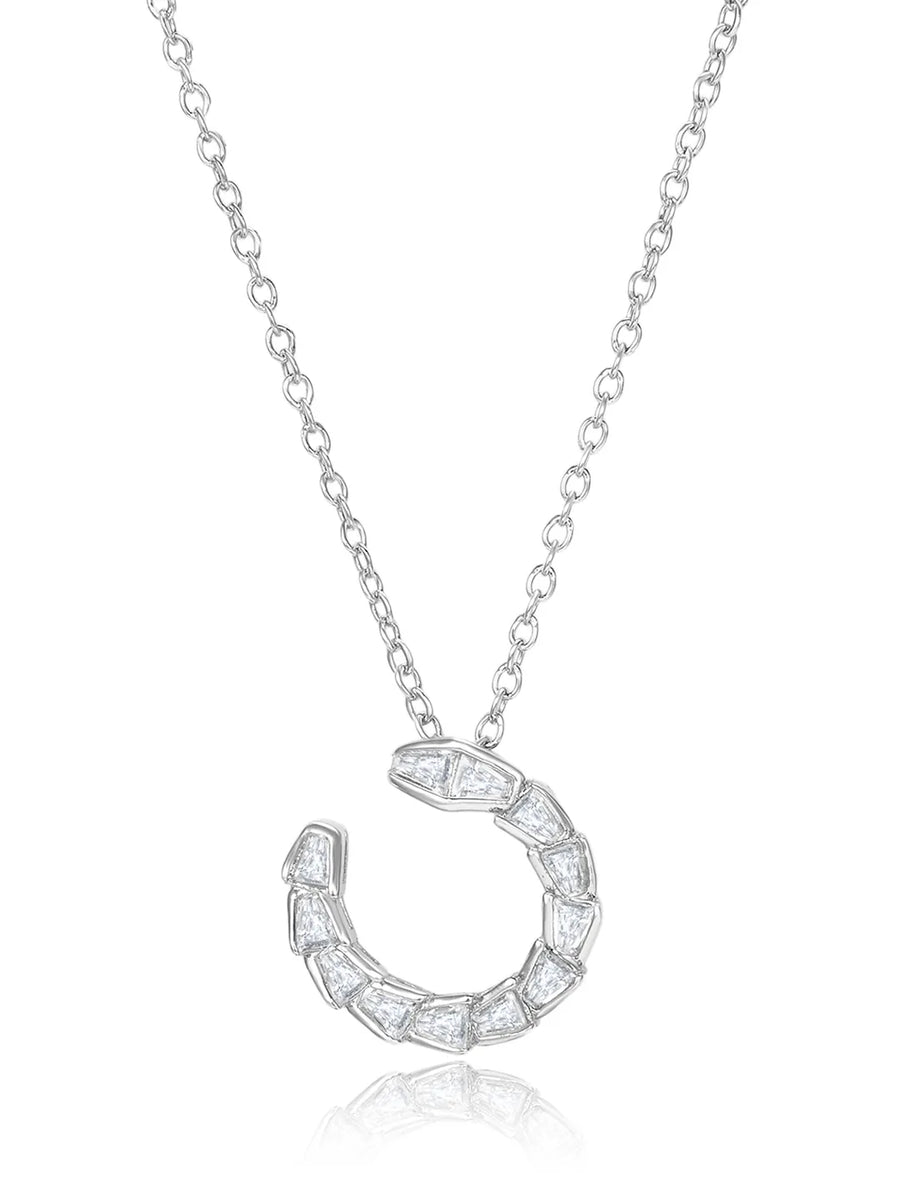 Chic Silver Baguette Circle Pendant Set