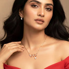 Glam Rose Gold CZ Crystal Curve Pendant Set