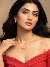 Glam Rose Gold CZ Crystal Curve Pendant Set