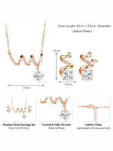 Glam Rose Gold CZ Crystal Curve Pendant Set