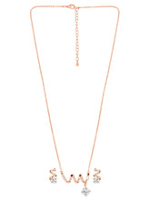 Glam Rose Gold CZ Crystal Curve Pendant Set