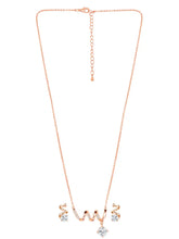Glam Rose Gold CZ Crystal Curve Pendant Set