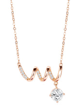 Glam Rose Gold CZ Crystal Curve Pendant Set