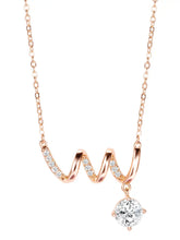 Glam Rose Gold CZ Crystal Curve Pendant Set