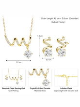 Glam Gold CZ Crystal Curve Pendant Set