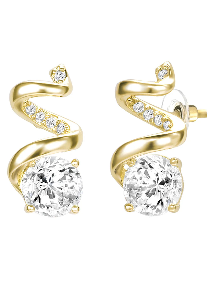 Glam Gold CZ Crystal Curve Pendant Set