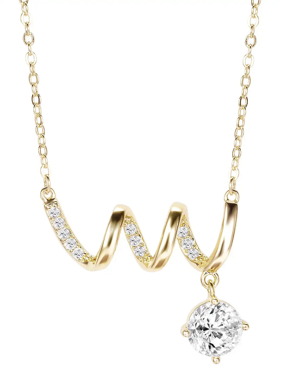 Glam Gold CZ Crystal Curve Pendant Set