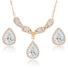 Alluring Rose Gold CZ Teardrop Pendant Set