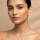 Alluring Rose Gold CZ Teardrop Pendant Set