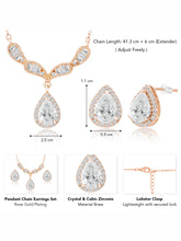 Alluring Rose Gold CZ Teardrop Pendant Set