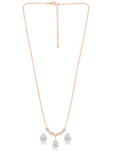 Alluring Rose Gold CZ Teardrop Pendant Set