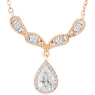 Alluring Rose Gold CZ Teardrop Pendant Set