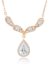 Alluring Rose Gold CZ Teardrop Pendant Set